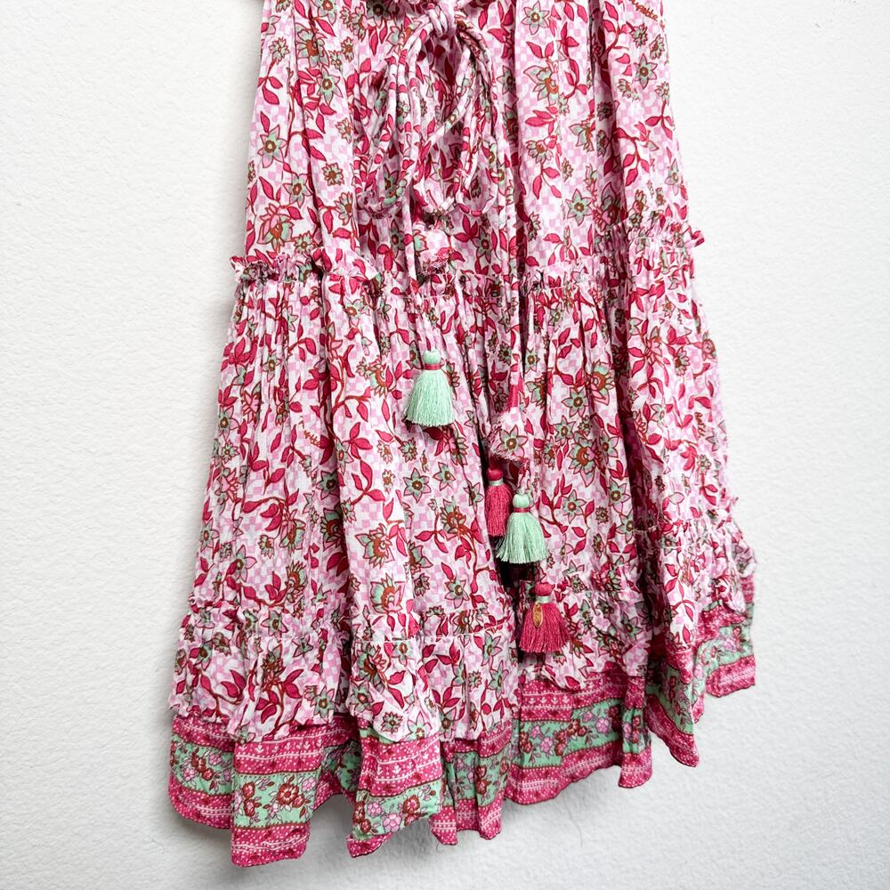Poupette St Barth Floral Tassel Tiered Mini Dress – Size S - Picture 6 of 13